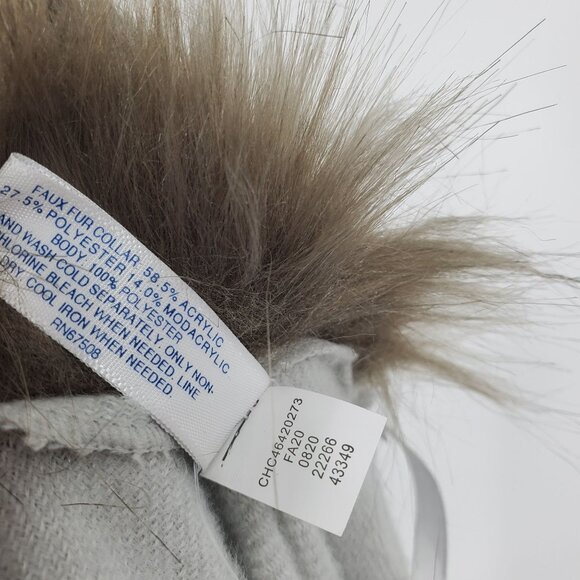 NWT Charter Club Faux Fur Trim Neutral Winter Striped Sweater Poncho Faux Wrap - Picture 9 of 10